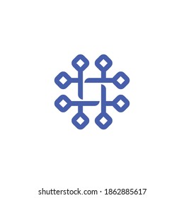 H Letter Hashtag Crypto Network with Connected Lines Circle Logo Vectordesign