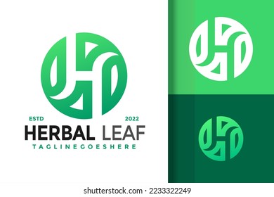 H Letter Herbal Leaf Logo Design Vector Illustration Template