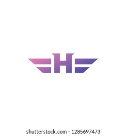 H letter hero wing logo vector illustration emblem