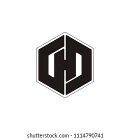 H letter hexagon or H D D H vector logo
