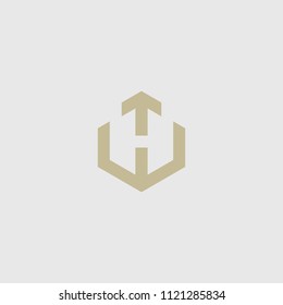 H letter hexagonal logotype template. Arrow up symbol.