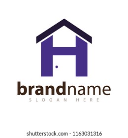 H Letter With Home Logo Vector template