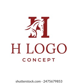 H letter horse head emblem and logo concept vector