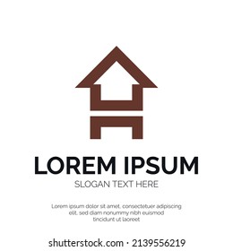 H Letter and House Up Arrow Logo Design Premium Vector