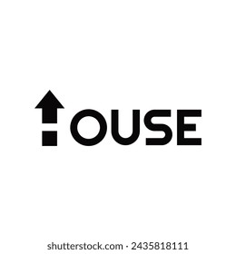 H letter house up arrow negative space logo simple and modern 
