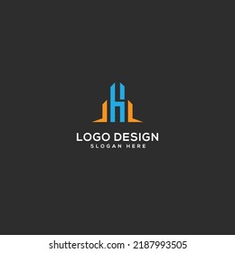 H letter with House Shape Real Estate Logo Design Vector Illustration