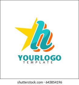 h letter identity. Colorful logotype concept. Creative brand design and Unique symbol with star.