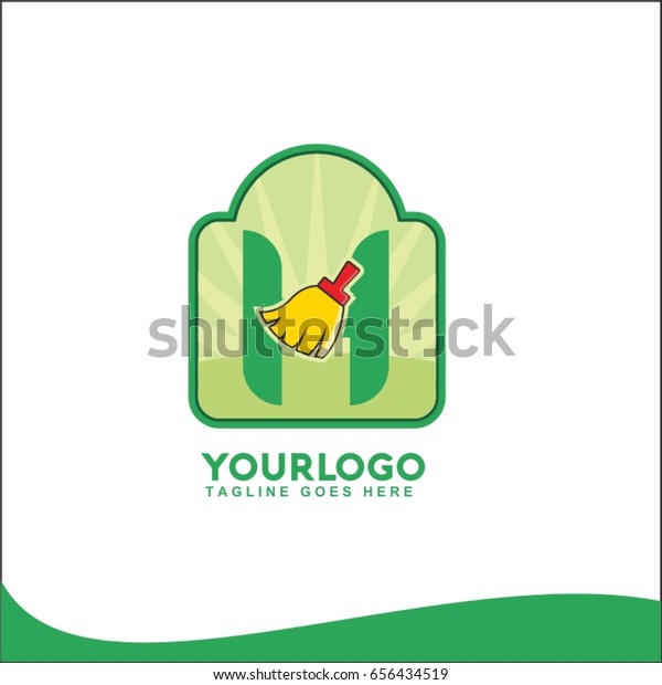 H letter\
illustration logo for a cleaning service. Vector brush for\
advertising, poster, web design,\
website