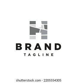 H Letter initial brick stone logo icon vector
