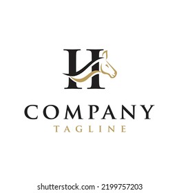 H Letter Initial Horse Ranch Stable Stallion Equestrian Logo Design.  
Horse Design Elegant High End Vector Illustration, Creative Horse Logo Template, 
Modern Logo Creative Unique Icon