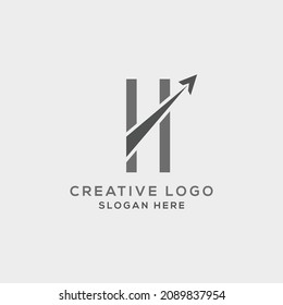H letter initial incorporated with Arrow logo design vector illustration.