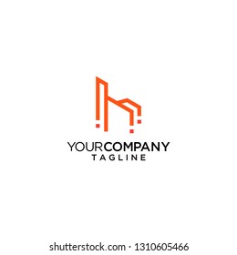 H letter initial logo geometric line vector icon templates