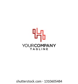 H letter initial logo geometric line vector icon templates