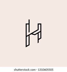 H letter initial logo geometric line vector icon templates