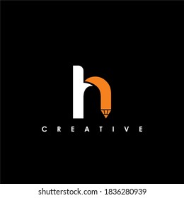 H Letter Initial Pencil Logo Design Template Vector Illustration	

