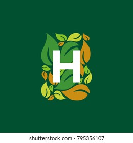 H letter leaf logo design