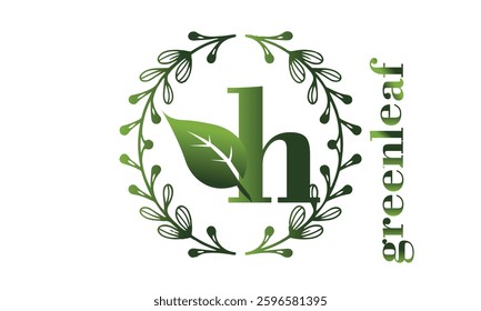 H Letter with Leaf Logo Vector