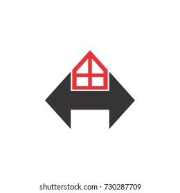 H letter with left and right arrow window logo design vector