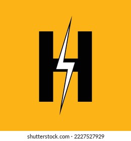 H letter with lightning bolt logo design