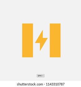 H letter lightning vector logo mark. H letter energy logotype