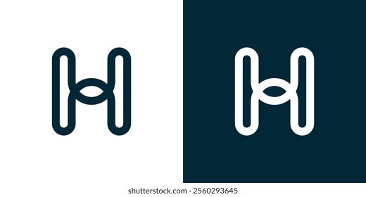 H letter line art logo, H letter logo abstract white background