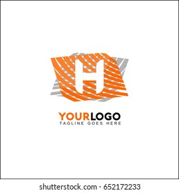 H Letter Line Logo Design. Graphical mono line feathers set. Vector elements or linear signs. 
