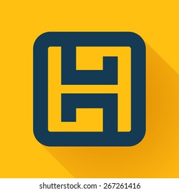 H letter line logo, vector design template element