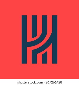 H letter line logo, vector design template element