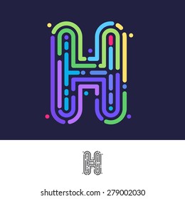 Logo für H-Buchstaben-Linie. Vektor Fingerabdruck Design Template Elemente