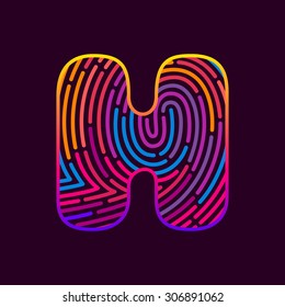 H letter line logo. Vector fingerprint design template elements. 
