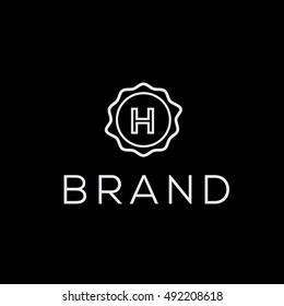 H letter linear stamp vector logo design template (sign, symbol, icon, emblem)