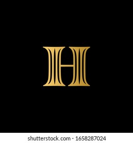 H letter logo with black background.H letter icon.This is golden letter design.