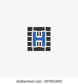 H letter Logo, brick wall logo design