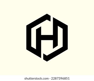 H Letter Logo, H Circle Black And White Monogram Logo