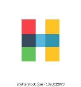 H letter logo colored brightly and vividly with colors overlay. You can use it in your corporate identity, children magazines, birthday posters, clothes design, and others. 