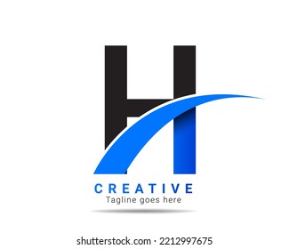 H letter logo for company brand identity, travel, logistic, business logo template. Initial blue color H letter alphabet logo