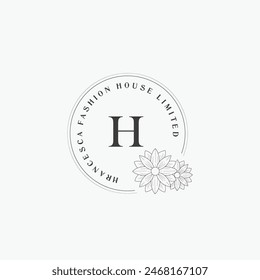 H letter logo with a creative floral concept for company business beauty real estate premium vector