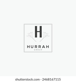 H letter logo with a creative floral concept for company business beauty real estate premium vector