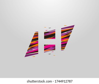 Logotipo de la letra H. Diseño inicial H geométrico de abstracto moderno creativo, hecho de varias tiras de arte pop coloridas  