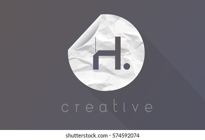 H Letter Logo with Crumpled And Torn Wrapping Paper Texture Vector.