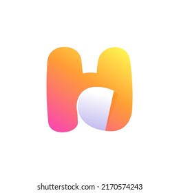 H-Buchstaben Logo mit abgerundeter Ecke. Negatives Symbol für Weltraumstil. Farbige Farbverlauf-Notiz Papier. Moderne, saubere VektorOrigami-Schriftart für Aufkleber, Kryptoapp, Nft-Identität und Tags.
