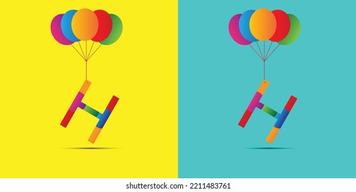  h letter logo design with balloons for wish a birthday girl or boy