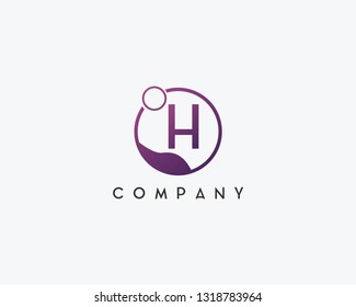 H letter logo design with circle.