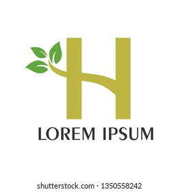 H letter logo design with a combination of leaves