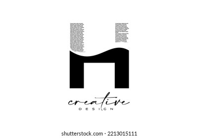 H Letter Logo Design with Creative letter h made of Black text font Texture Vector. Graphic Icon H Letter Logo illustration.
