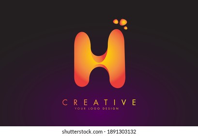 H Letter Logo Design with Dots. Vector Lettering Illustration of Orange Alphabet with Bubbles. Creative H letter template.

