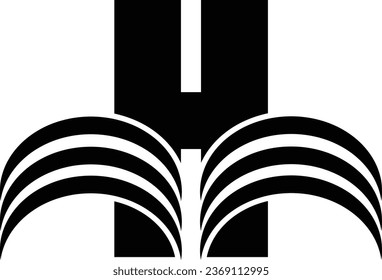 H letter logo design element in black colour