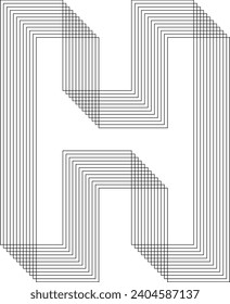 H Letter logo design element. 3D Geometric letter. Streetwear stile. Impossible shape, optical illusion. Sacred geometry. Vector illustration 10 eps.