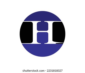 H letter logo design elements in circle