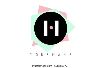 H  Letter Logo Design with Geometric Pastel Colored Shapes.